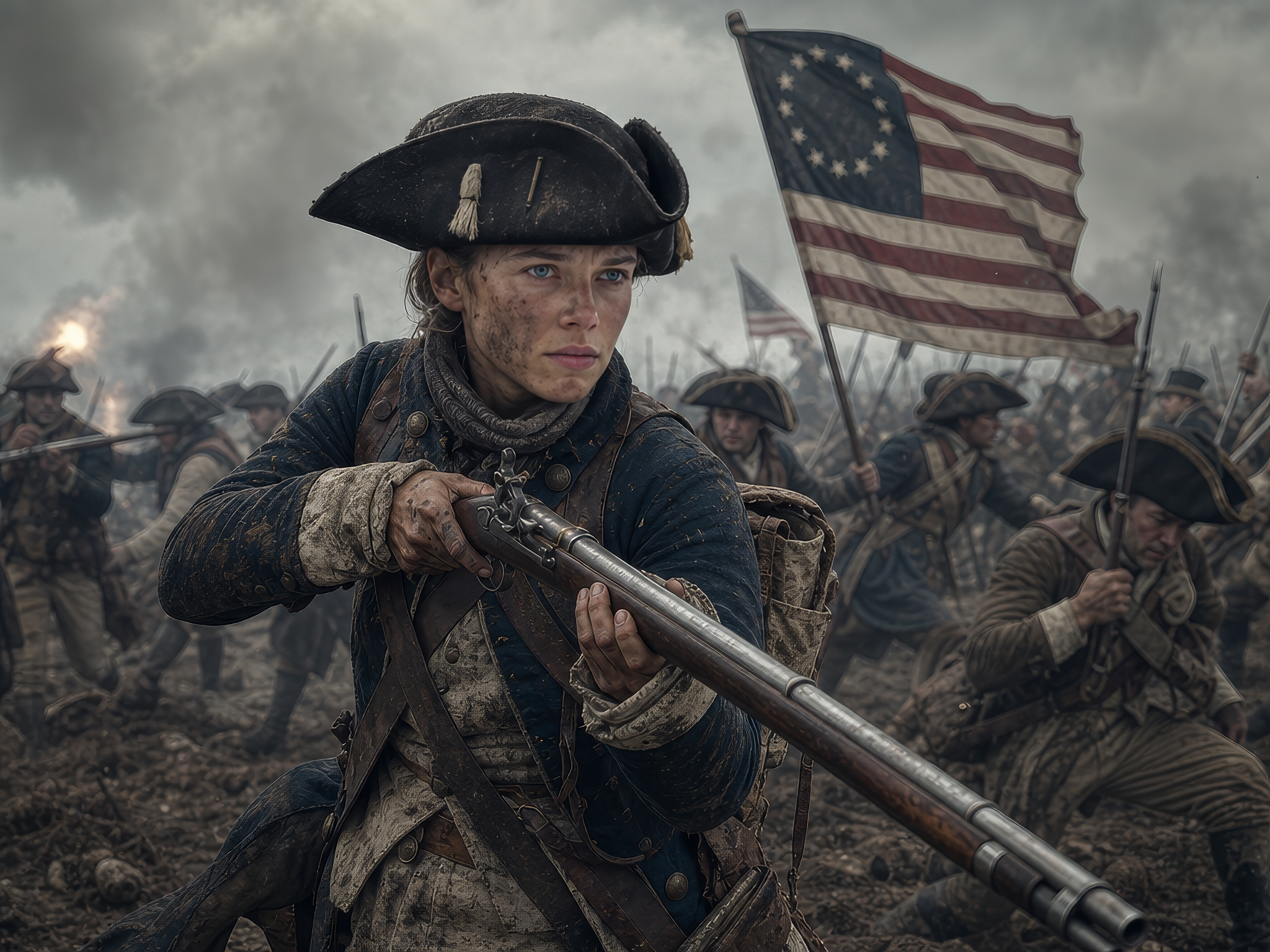 Deborah Sampson on the battlefield